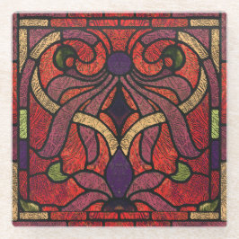 Gestaltetes Glas-Rollen-Design in Crimson und Gold Glasuntersetzer