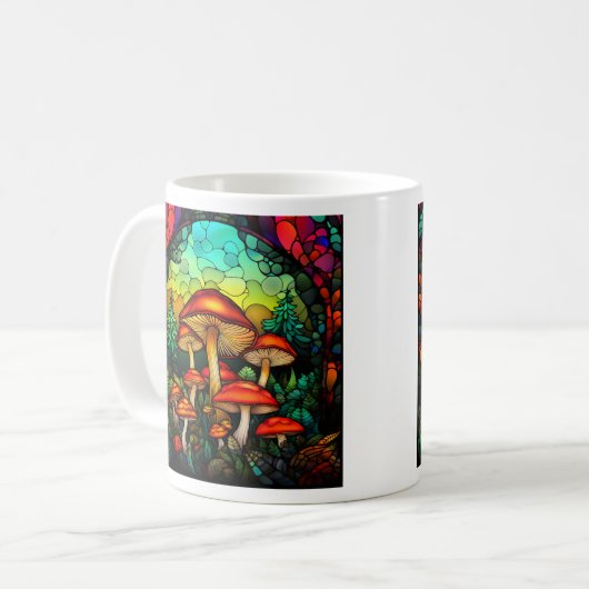 Gestaltetes Glas Rote Pilze Toadstocker Fantasie Kaffeetasse (Vorderseite Links)