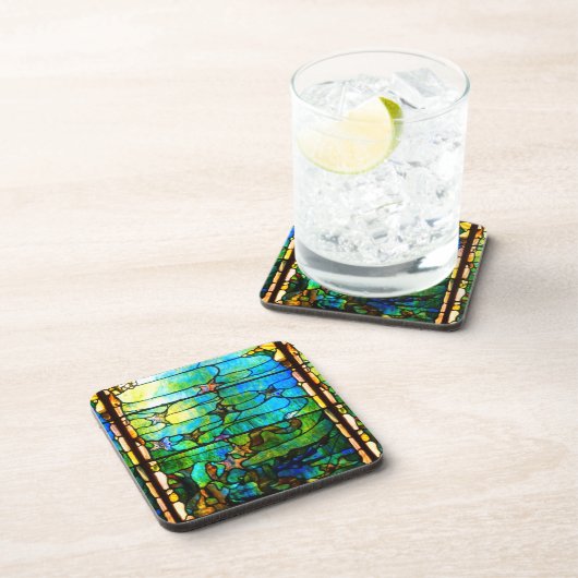 Gestaltetes Glas Tiffany Fenster Seesterne Meer Getränkeuntersetzer (Rechte Seite)