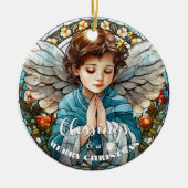 Gestaltetes Glas Weihnachten Angel Segnungen Keramik Ornament (Vorne)