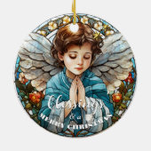 Gestaltetes Glas Weihnachten Angel Segnungen Keramik Ornament (Hinten)