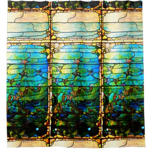 Gestaltetes Glasfenster Seesterne Duschvorhang (Vorderseite)