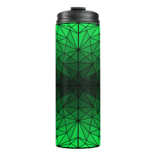 Gestaltetes Glasmuster 02.Green.Black Line BG Thermosbecher