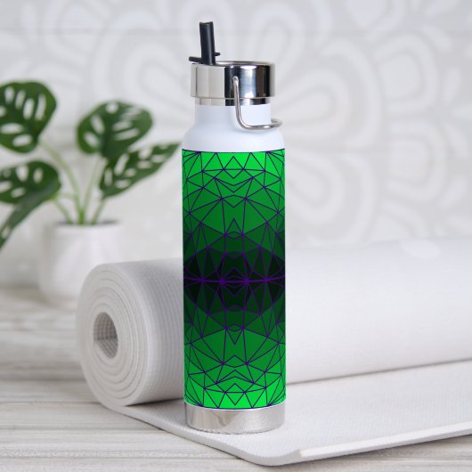 Gestaltetes Glasmuster 02.Green.Dpurple Line BG Trinkflasche (Yoga)