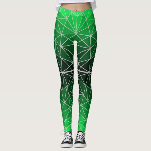 Gestaltetes Glasmuster 02.Green.LGrey Line BG Leggings (Vorderseite)