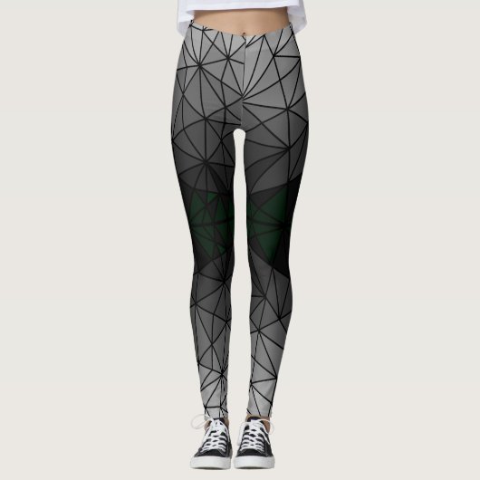 Gestaltetes Glasmuster 03.Gray.Black Line BG Leggings (Vorderseite)