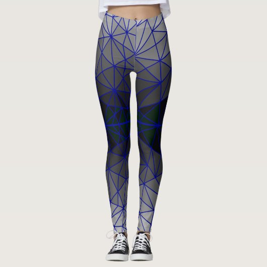 Gestaltetes Glasmuster 03.Gray.Blue Line BG Leggings (Vorderseite)