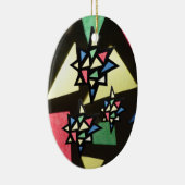 Gestaltetes Glasmuster mit 3 Sternen Oval Ornament (Rechts)