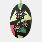 Gestaltetes Glasmuster mit 3 Sternen Oval Ornament (Links)