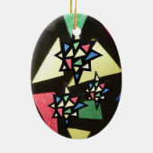 Gestaltetes Glasmuster mit 3 Sternen Oval Ornament (Hinten)