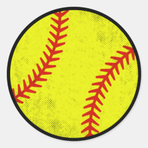 Gestaltetes Vintage-Softball-Motiv mit Belastungse Runder Aufkleber