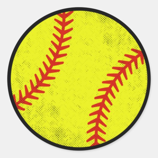 Gestaltetes Vintage-Softball-Motiv mit Belastungse Runder Aufkleber (Vorderseite)