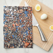 Gestalttes Glas sieht mosaik abstrakt blau braun a Geschirrtuch (Viertel Falte)