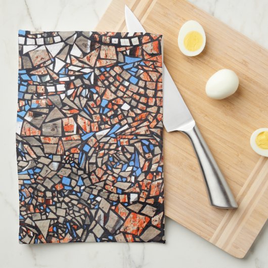 Gestalttes Glas sieht mosaik abstrakt blau braun a Geschirrtuch (Viertel Falte)