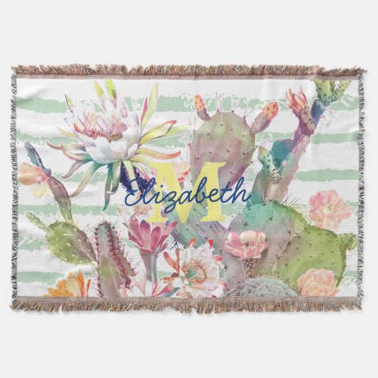 Gestaltung der Aquarellfarben-Kakteen-Streifen Decke (Vorderseite)