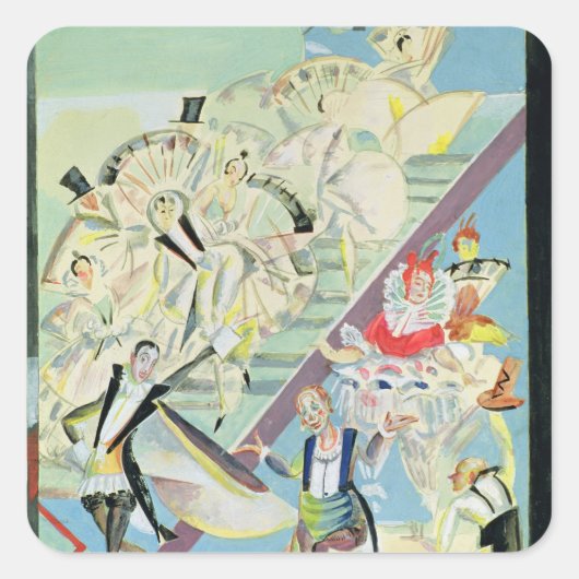 Gestaltung der Bühne für die Operette Quadratischer Aufkleber (Vorderseite)