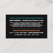 Gestaltung der Eule, Beobachtung der Nachbarschaft Visitenkarte (Rückseite)