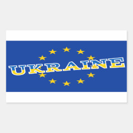 Gestaltung der Flagge der Ukraine und der europäis Rechteckiger Aufkleber