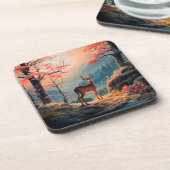 Gestaltung der Hirschwaldszene im Herbst Getränkeuntersetzer (Linke Seite)