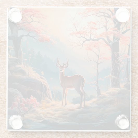 Gestaltung der Hirschwaldszene im Herbst Glasuntersetzer (Rückseite)