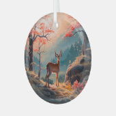 Gestaltung der Hirschwaldszene im Herbst Ornament Aus Glas (Vorderseite links)