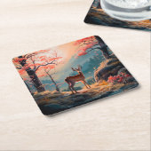 Gestaltung der Hirschwaldszene im Herbst Rechteckiger Pappuntersetzer (angewinkelt)