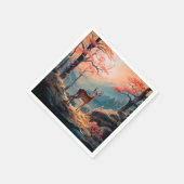 Gestaltung der Hirschwaldszene im Herbst Serviette (Ecke)