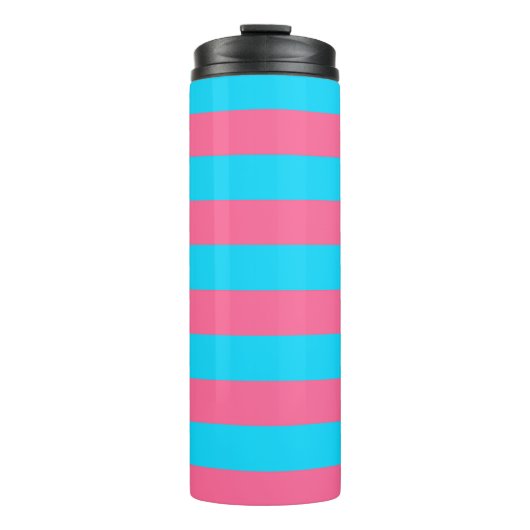 Gestaltung der rosa und blauen Streifen Thermosbecher (Vorderseite)