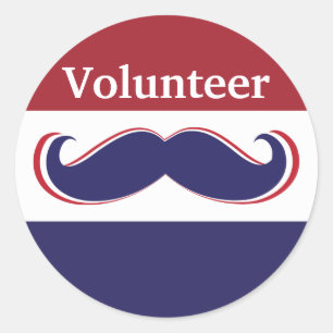 Gestaltung des roten, weißen und blauen Schnurrbar Runder Aufkleber