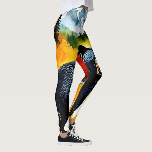 Gestaltung des schwarzen Bären im Herbst Leggings (Rechts)