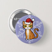 Gestaltung Ihres eigenen Cartoon Cat (Weihnachten) Button (Vorne & Hinten)
