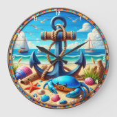 Gestaltungselemente an der Küste mit Ankergedanken Große Wanduhr (Vorderseite)