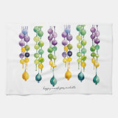 Gestänge von Mardi Gras Beads in Wasserfarbe Geschirrtuch (Horizontal)