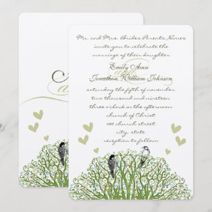 Gestanzte Liebesvogel-Grünbaum-Hochzeitseinladung Einladung