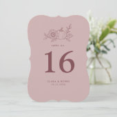 Gestanzte Tischnummer mit staubiger Rose, Kürbis u (Stehend Vorderseite)