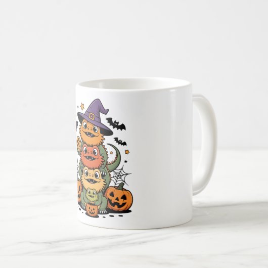 Gestapelte bärtige Drachen Halloween-Design Kaffeetasse (VorderseiteRechts)