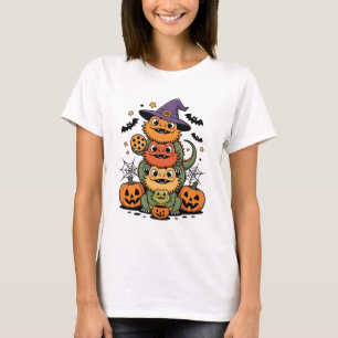 Gestapelte bärtige Drachen Halloween-Design T-Shirt