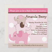 Gestapelte Elefanten mit dots Baby Shower Einladun Einladung (Vorne/Hinten)