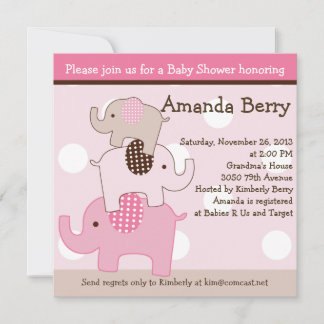 Gestapelte Elefanten mit dots Baby Shower Einladun Einladung
