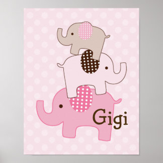 Gestapelte Elefanten mit Polka Dots Art Print Poster