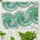 Gestapelte Green Spinning Waves Geschirrtuch (Gefaltet)