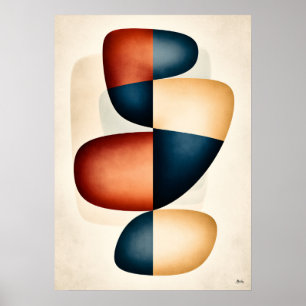 Gestapelte Harmonie Japandi Biomorpher Abstrakter Poster