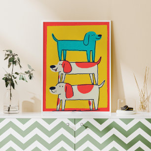 Gestapelte Hunde Wand Haustiere Art Plakat drucken