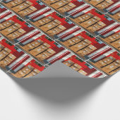 Gestapelte Kartonboxen durch eine rote Tür Geschenkpapier (Ecke)