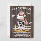 Gestapelte Landtiere Barnyard Geburtstagsparty Einladung (Vorderseite)