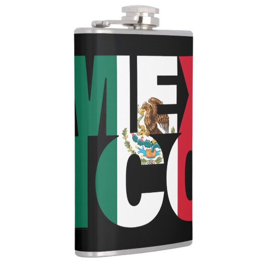 Gestapelte Mexiko Flag Word Art Flachmann (Rechts)