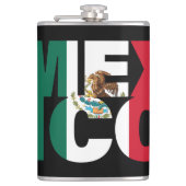 Gestapelte Mexiko Flag Word Art Flachmann (Vorderseite)