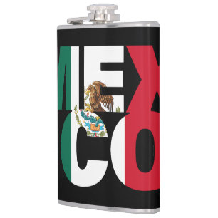 Gestapelte Mexiko-Flagge Wortkunst Flachmann