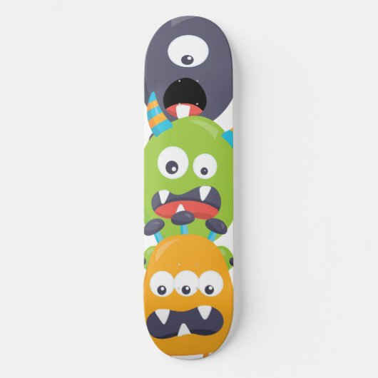 Gestapelte Monster Orange Green Black Kids Skateboard (Vorderseite)