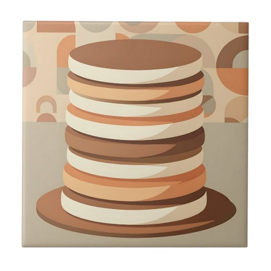 Gestapelte Pfannkuchen Retro Fliese (Vorderseite)